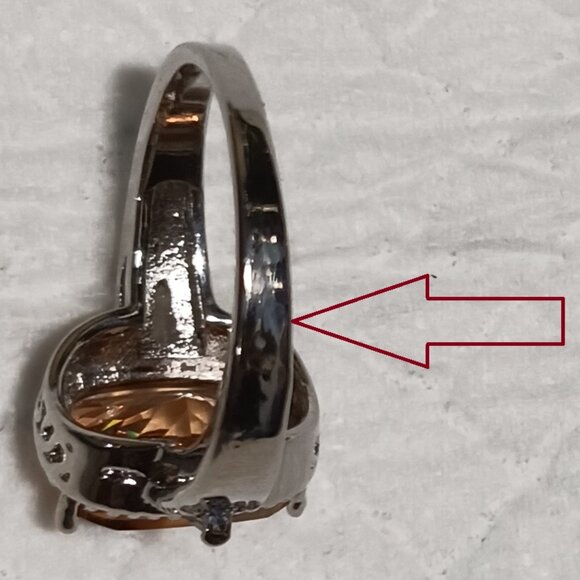 Silver Morganite and CZ Fashion Ring Size 10 - Flawed - Picture 6 of 13